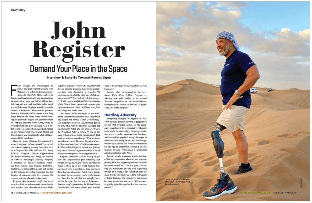 DIVERSEability Magazine, Fall 2022, Featuring John Register (Page 76-77)